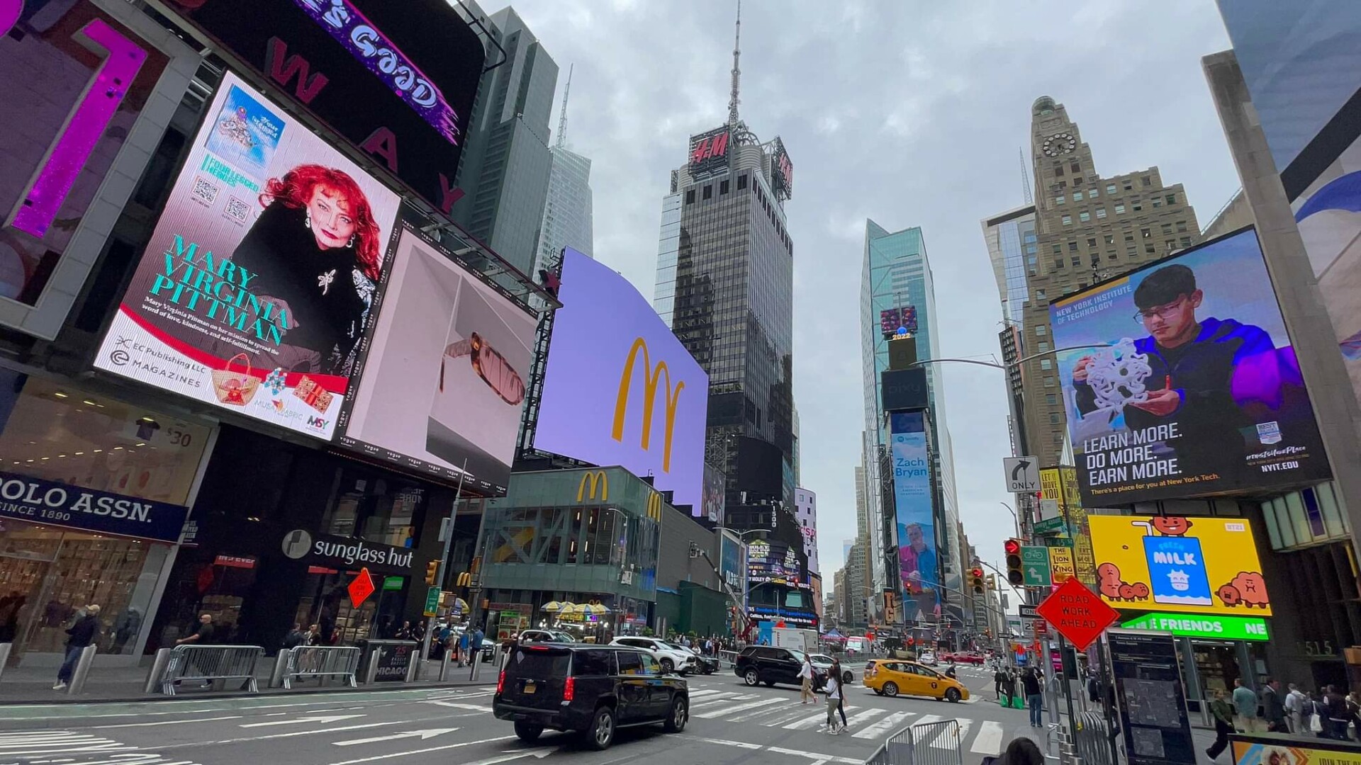 Authors billboard in Times Square New york