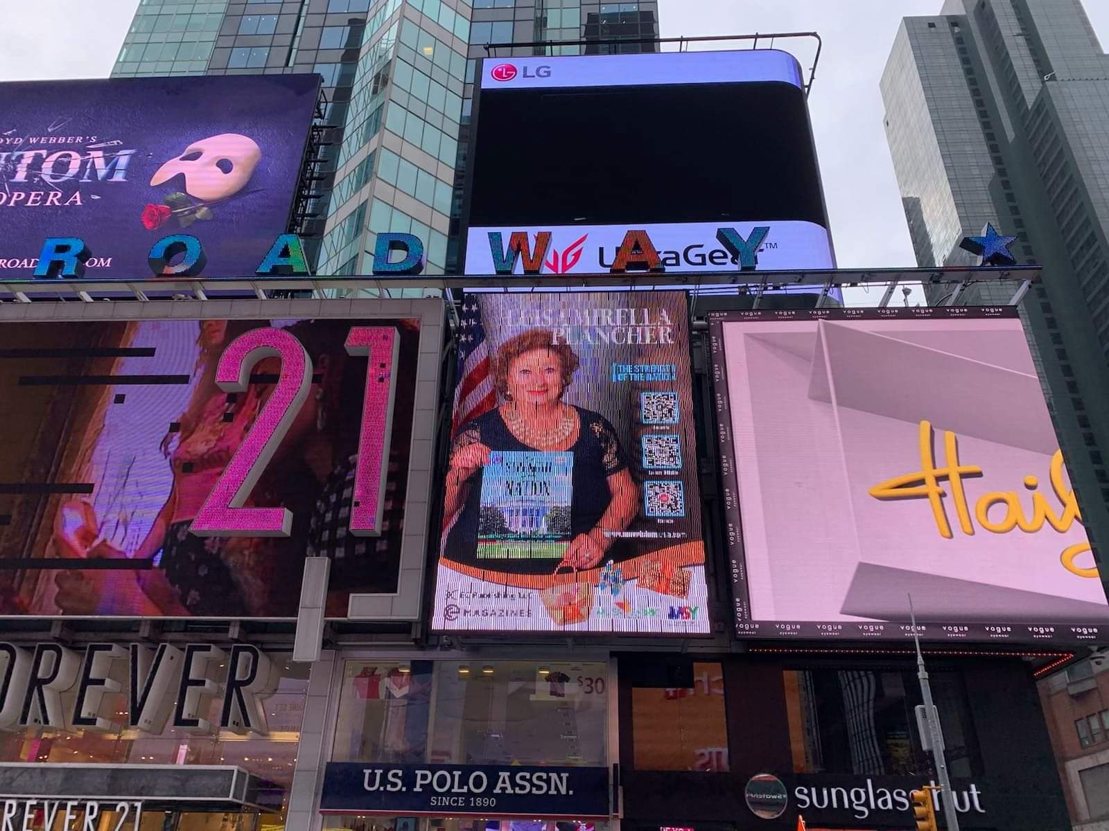 Authors billboard in Times Square New york